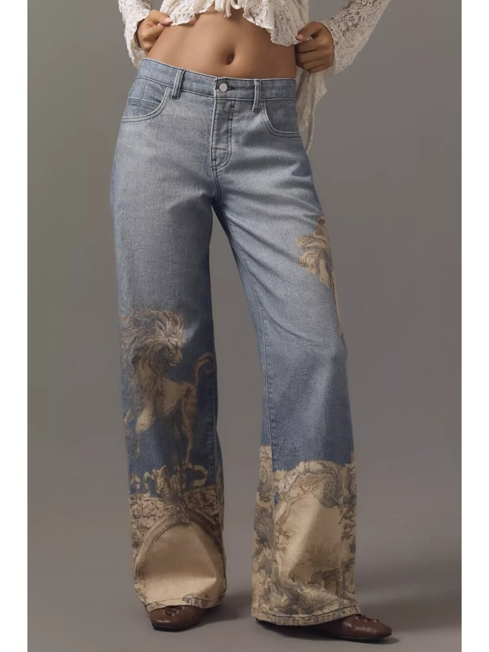 Pilcro Low-Rise Wide-Leg Jeans ZBO PRINT 34